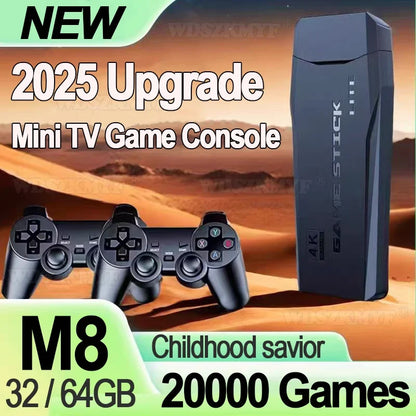 4K HD Retro Gaming Console 20000 Games 64GB 2.4G Wireless For GBA/FC/PS1/MD Portable TV Game Stick For Xmas Gift