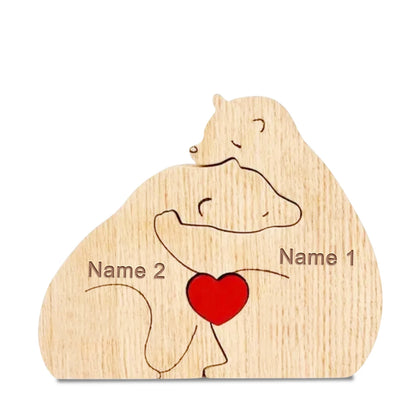 Personalized Wooden Couple Bears Puzzle With Name Custom Valentine's Day Gift For Couple Birthday House Warming Gifts Home Decor
