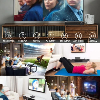Full HD DVD Player + Remote Control 1080P High Definition CD/ EVD/ VCD Player with AV HDMI Output Microphone USB for Home TV KTV