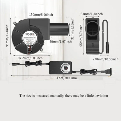 BBQ Blower 220V with Air Collection Adjustable Speed Cooking Tool for Outdoor BBQ Grill Camping Cooking Charcoal Starter