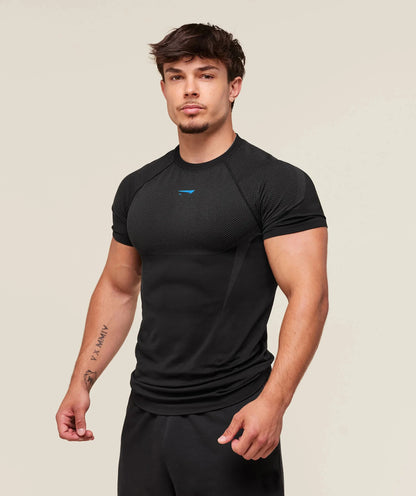 Fitness T-shirt, men's elastic quick drying breathable short sleeved, suitable for exercise, running, cycling, fitness clothes