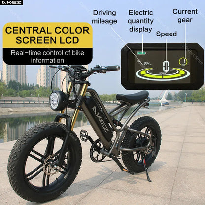 20 Inch Mountain electric bicycle For Mens Fat Tire Aluminium Alloy eBike 750W 48V Beach Snow eBikes For Adults Max Speed 45