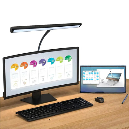 Home Office LED Desk Lamp Double Head Stepless Dimming Eye-Caring Reading Lights 3 Color Mode Flexible Adjustable PC Table Lamps