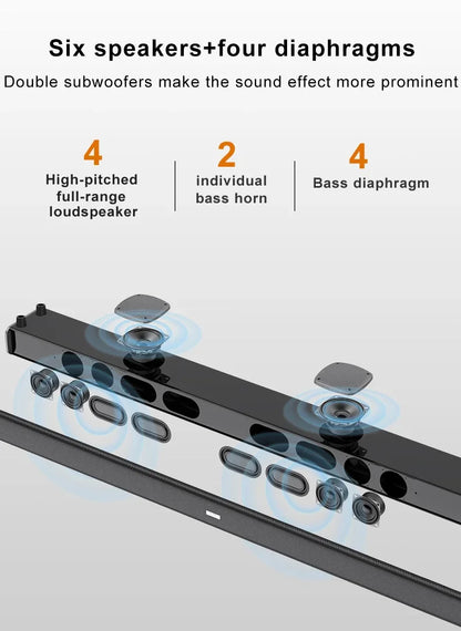 Home Theater Echo Wall TV Speaker 99cm Long With Dual Bass Speaker Cinema Bluetooth Speaker Multifunctional 9D Surround Speaker
