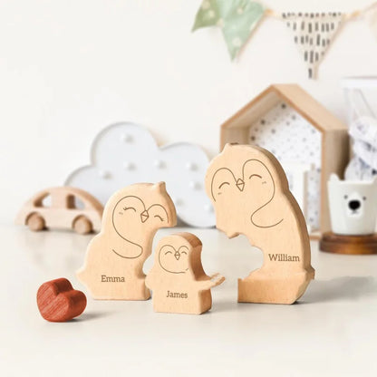 Personalized Wooden Penguin Home Ornaments-Laser Engraved Surnames Birthday Gifts Holiday Anniversary Keepsakes Memorable Gifts