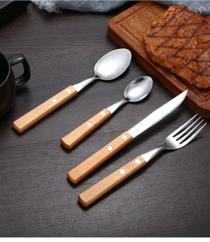 Kitchen Tableware Stainless Steel Luxury Western Dinner Set Gold Silver Cutlery Fork Spoon Knife