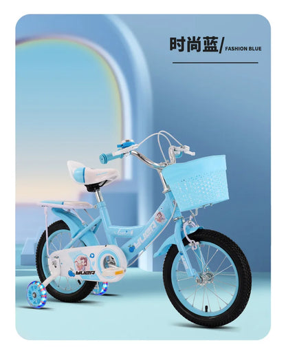 Children's Bicycle With Auxiliary Wheels With Basket High Carbon Steel Frame 12/14/16/18/20 Inch Bike For 2 To 10 Years Old Kids