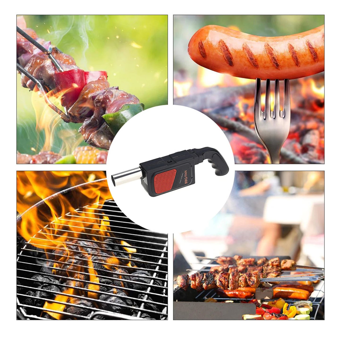 Handheld Electric BBQ Fan Air Blower Portable for Outdoor Camping Barbecue Picnic BBQ Cooking Tool Bakery Grill Accessories