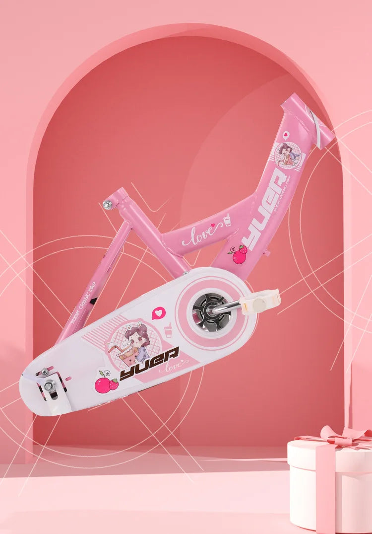 Children's Bicycle With Auxiliary Wheels With Basket High Carbon Steel Frame 12/14/16/18/20 Inch Bike For 2 To 10 Years Old Kids
