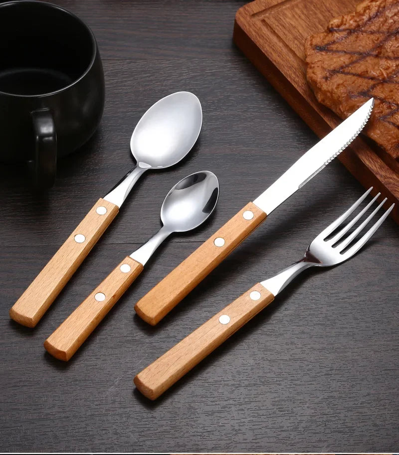 Kitchen Tableware Stainless Steel Luxury Western Dinner Set Gold Silver Cutlery Fork Spoon Knife