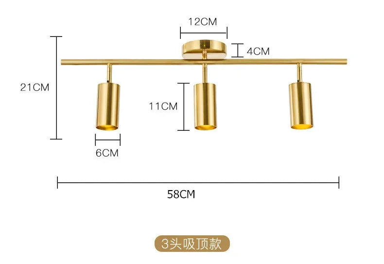 Lighting for Living Room Modern Simple Led Spotlight Gold Track Spotlight Brass Cloakroom  Room Background Wall Ceiling Light