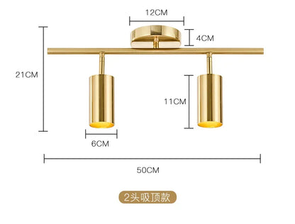 Lighting for Living Room Modern Simple Led Spotlight Gold Track Spotlight Brass Cloakroom  Room Background Wall Ceiling Light
