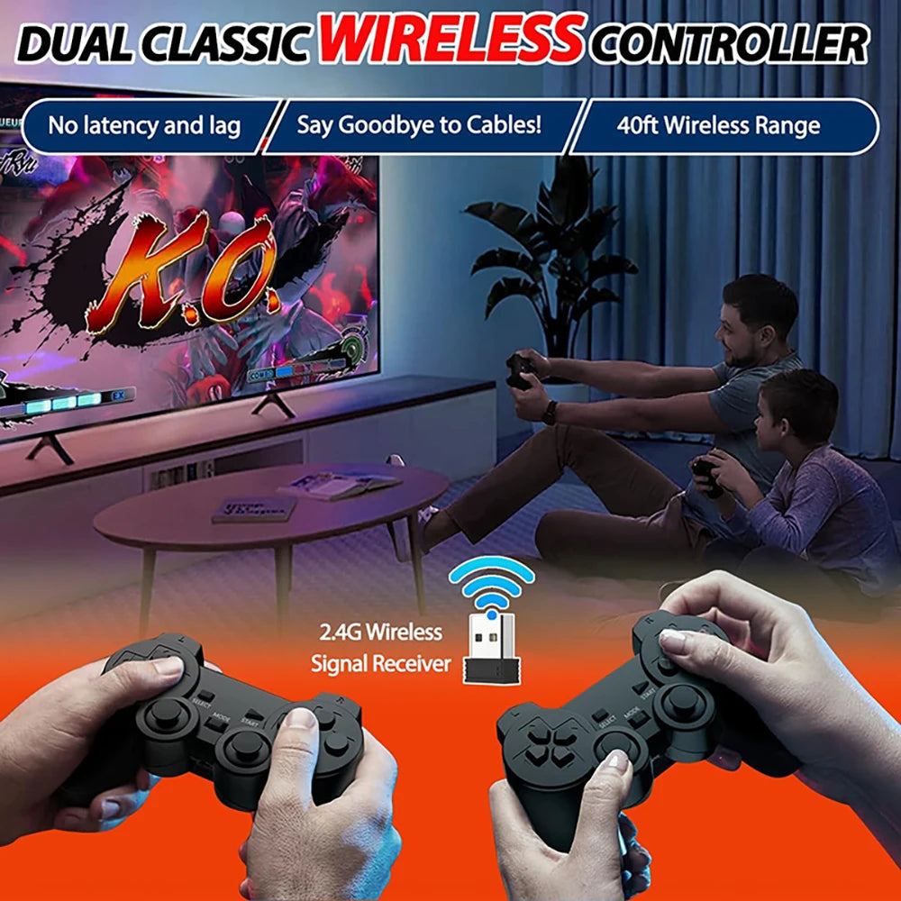 4K HD Retro Gaming Console 20000 Games 64GB 2.4G Wireless For GBA/FC/PS1/MD Portable TV Game Stick For Xmas Gift