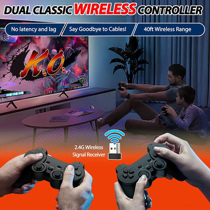 4K HD Retro Gaming Console 20000 Games 64GB 2.4G Wireless For GBA/FC/PS1/MD Portable TV Game Stick For Xmas Gift