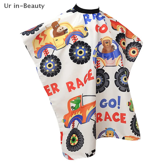 Kids Cartoon Car Haircut Hairdresser Cape Professional Hair-Cut Salon Barber Wrap Cutting Gown Hair Care Styling Supplies