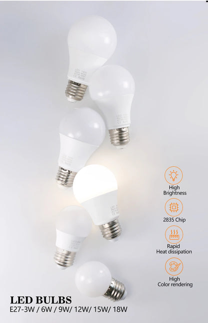 4pcs/lot E27 LED Bulb Lamps AC 220V SMD2835 3W 6W 9W 12W 15W 18W Lampada Led Light Bulbs Living Room Home Indoor LED Bombilla
