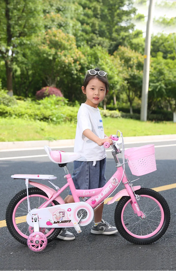Children's Bicycle With Auxiliary Wheels With Basket High Carbon Steel Frame 12/14/16/18/20 Inch Bike For 2 To 10 Years Old Kids