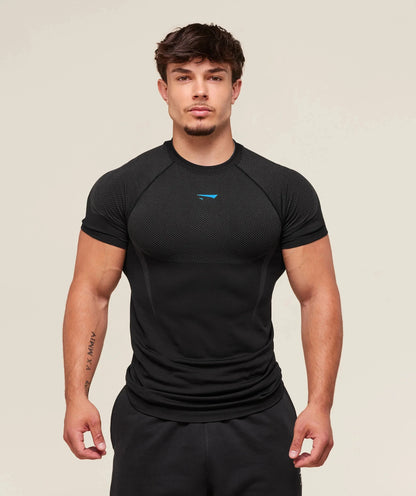 Fitness T-shirt, men's elastic quick drying breathable short sleeved, suitable for exercise, running, cycling, fitness clothes