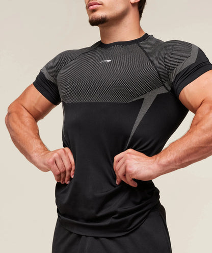 Fitness T-shirt, men's elastic quick drying breathable short sleeved, suitable for exercise, running, cycling, fitness clothes
