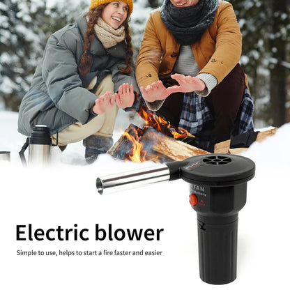 BBQ Electric Fan Air Blower Aluminum Alloy Barbecue Air Blower Handheld Barbecue Grill Fire Bellow Grill Tool for Picnic Camping