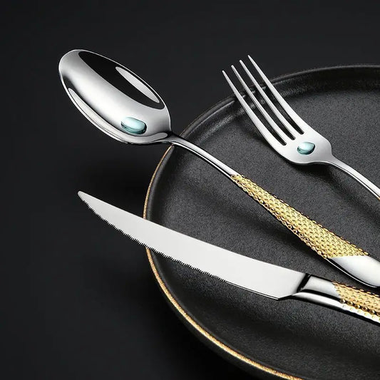 Kitchen Tableware Cutlery Set  Cutlery Set Stainless Steel Luxury Dinnerware Fork Spoon Knife Western Dinner Set Gold