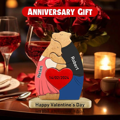 Personalized Wooden Couple Bears Puzzle With Name Custom Valentine's Day Gift For Couple Birthday House Warming Gifts Home Decor
