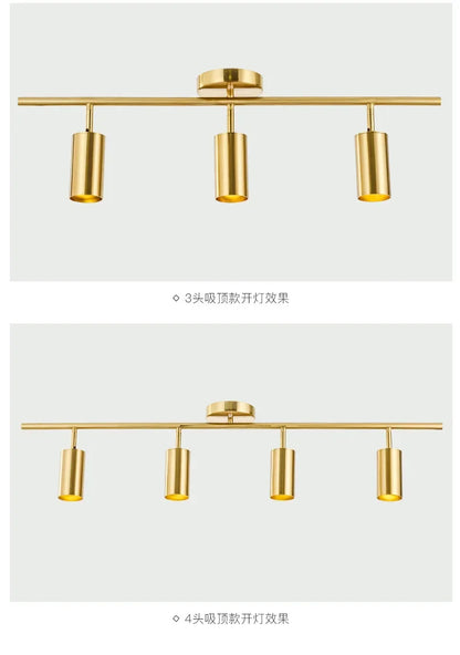 Lighting for Living Room Modern Simple Led Spotlight Gold Track Spotlight Brass Cloakroom  Room Background Wall Ceiling Light