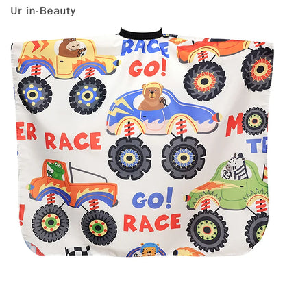 Kids Cartoon Car Haircut Hairdresser Cape Professional Hair-Cut Salon Barber Wrap Cutting Gown Hair Care Styling Supplies