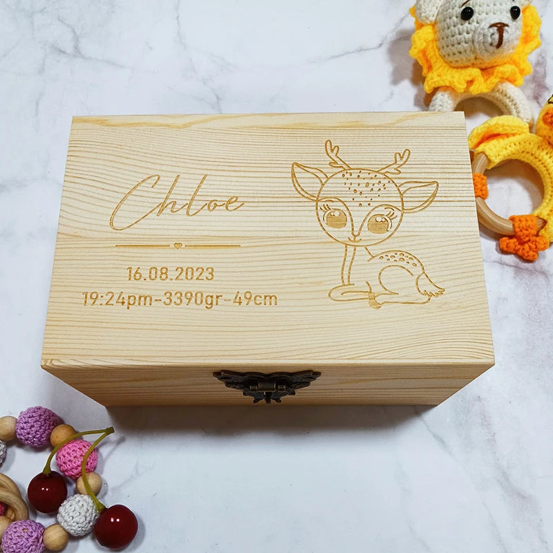 Personalized Baby Keepsake Box | Wood Memory Box | New Mom Gift | Custom Baby Gift Box | Baby Shower Decoration | Baptism Gifts