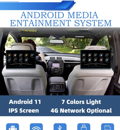 13.3 Inch 4K Screen Smart TV Rear Seat Entertainment Player Car Headrest Monitor Automotive Multimedia For Car 8 Core Android 12