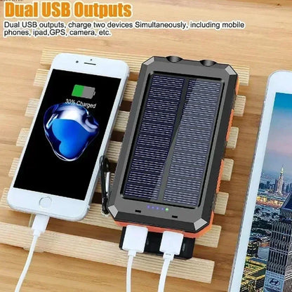 Solar Power Bank 30000mAh Portable Charging Poverbank External Battery Charger Strong Light LDE Light for huawei iphone xiaomi