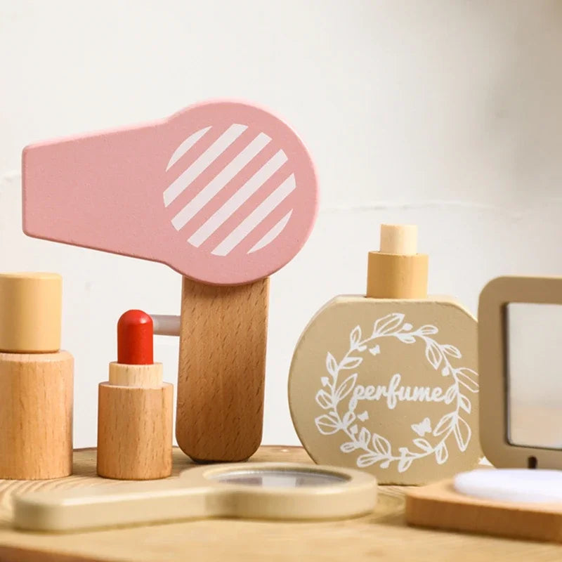 Wooden Baby Toys Simulation Cosmetics Set Pretend Makeup Toys Girls Playing House Game Children Early Education Montessori Toys