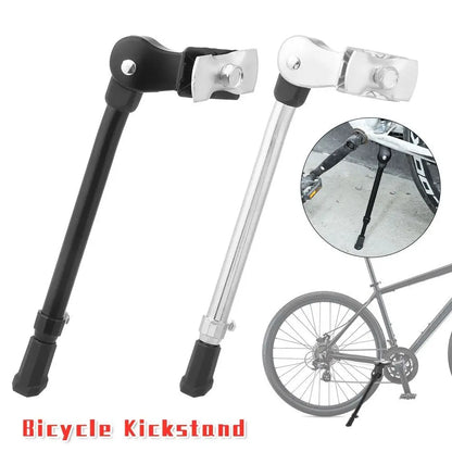 Bike Kick Stand Cycle Adjustable Alloy Foot Heavy Duty Prop Bicycle Mountains Sports Black Silver
