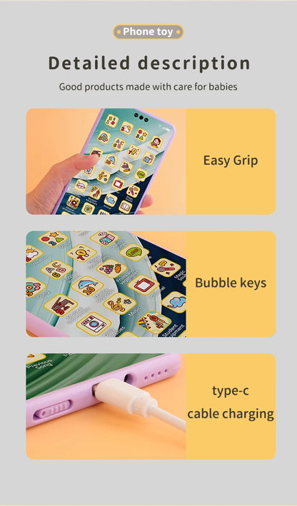 Kids Fun Learning Play Phone Baby Simulation Phone Musical Early Educational Toys English Learning Cellphone Model Toy Gifts