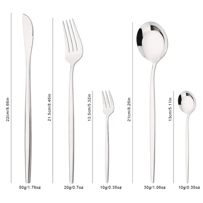 ABKW-Kitchen Tableware Silverware 20Pcs Silver Dinnerware Set Stainless Steel Dinner Cutlery Set Steak Knife Fruit Fork Spoon