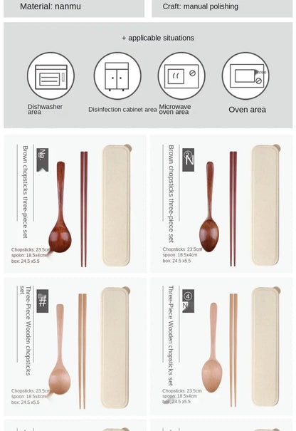 Handmade Dinnerware Cutlery for Kitchen, Wooden Spoon & Fork Dinner Kit for Rice, Soups, Cereal, Home Tableware
