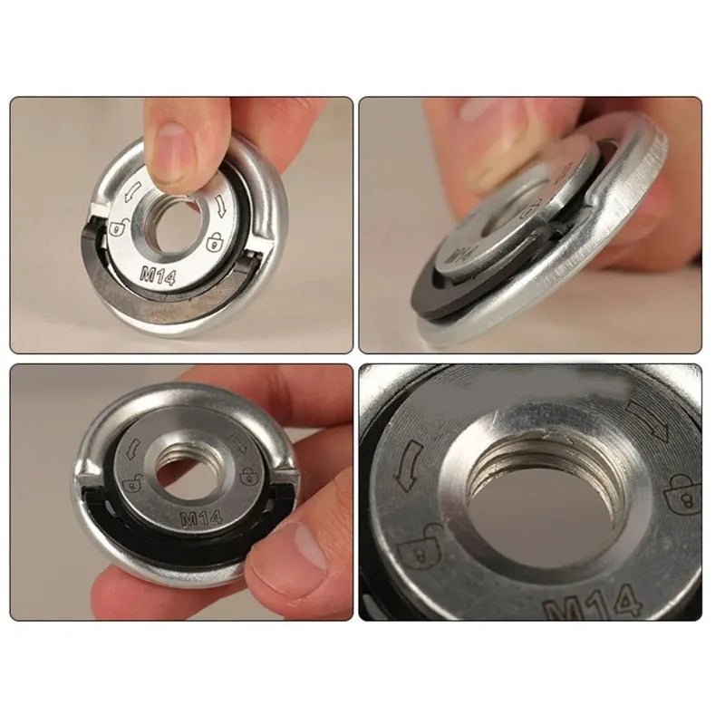 M14 Quick Release Self-Locking Grinder Pressing Plate Flange Nut Power Chuck Nut Pressing Plate Power Replacement Clamping Tool