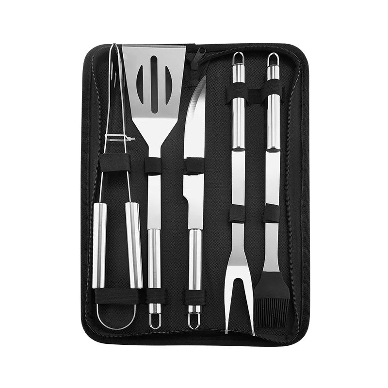 BBQ Grill Set, Outdoor Portable Woven Handbag Barbecue Tools