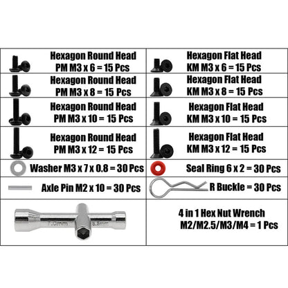 271PCS RC Car Parts Tool Kit 1/10 D3 D4 XIS Full Spare Parts Set for Remote Control Car Maintenance