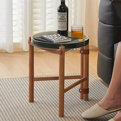 For Coffee Table, Living Room Sofa Side Table, Ceramic Tray, Solid Wood Tea Table, Creative Storage Desk, Nordic Furniture