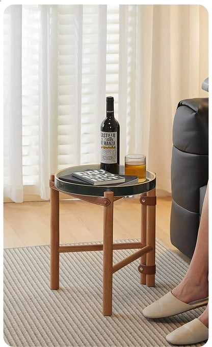 For Coffee Table, Living Room Sofa Side Table, Ceramic Tray, Solid Wood Tea Table, Creative Storage Desk, Nordic Furniture