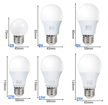 4pcs/lot E27 LED Bulb Lamps AC 220V SMD2835 3W 6W 9W 12W 15W 18W Lampada Led Light Bulbs Living Room Home Indoor LED Bombilla