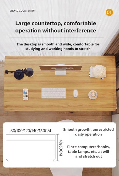 Solid Wood Computer Desktop Desk for Home Use, Simple Writing Desk for Students, Workbench, Long Strip,rental House, Small Table