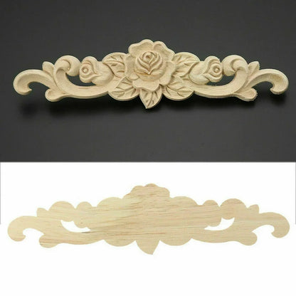 20X5cm Woodcarving Decal Exquisite Classical Wooden Decoration Inlaid With Flower Lines Edges Wooden Furniture Decor Accessories