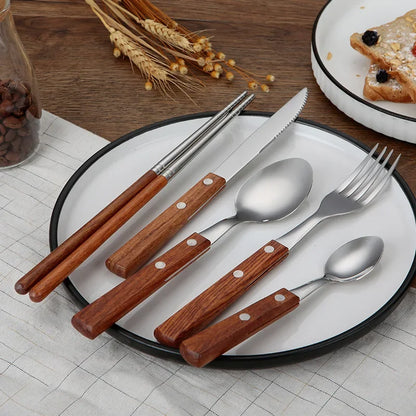 Kitchen Tableware Stainless Steel Luxury Western Dinner Set Gold Silver Cutlery Fork Spoon Knife