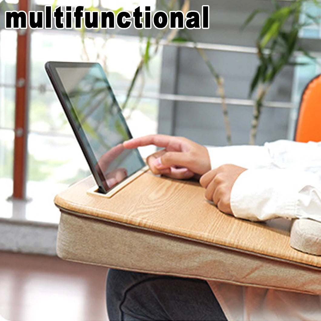 1pc Portable Lap Laptop Desk with Pillow Cushion, Fits up to 15.6 inch Laptop, with Anti-Slip Strip & Storage Function for Home