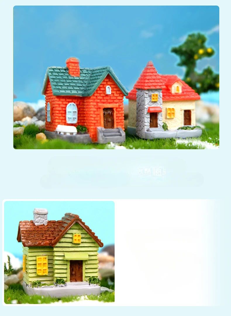 Decor Resin Ornament Miniature Fairy Garden House Villa Miniature Landscape Bonsai Decor Outdoor DIY Dolls House Decoration