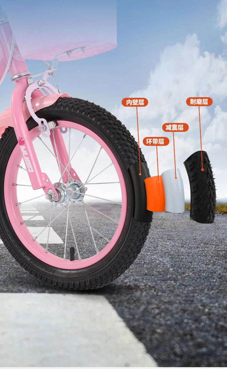Children's Bicycle With Auxiliary Wheels With Basket High Carbon Steel Frame 12/14/16/18/20 Inch Bike For 2 To 10 Years Old Kids