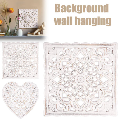 Hollow Carved Wooden Wall Decor Floral Wall Panel Hanging Decor Carved Hanging Ornaments Old Decorative Background Wall Hanging