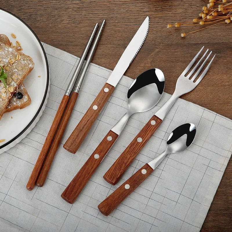 Kitchen Tableware Stainless Steel Luxury Western Dinner Set Gold Silver Cutlery Fork Spoon Knife